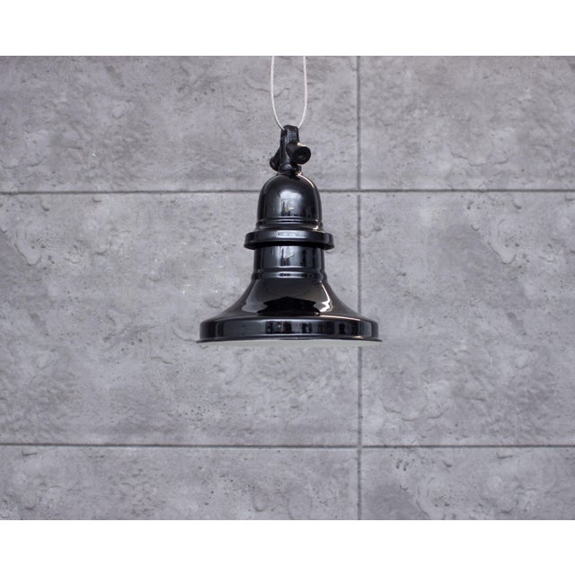 Metal Industrial Enamel Ceiling Lamp in Black, 2000s For Sale - Image 7 of 7