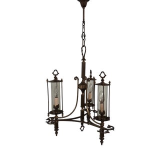 Neoclassical Empire Brass and Glass Chandelier, 1950s For Sale