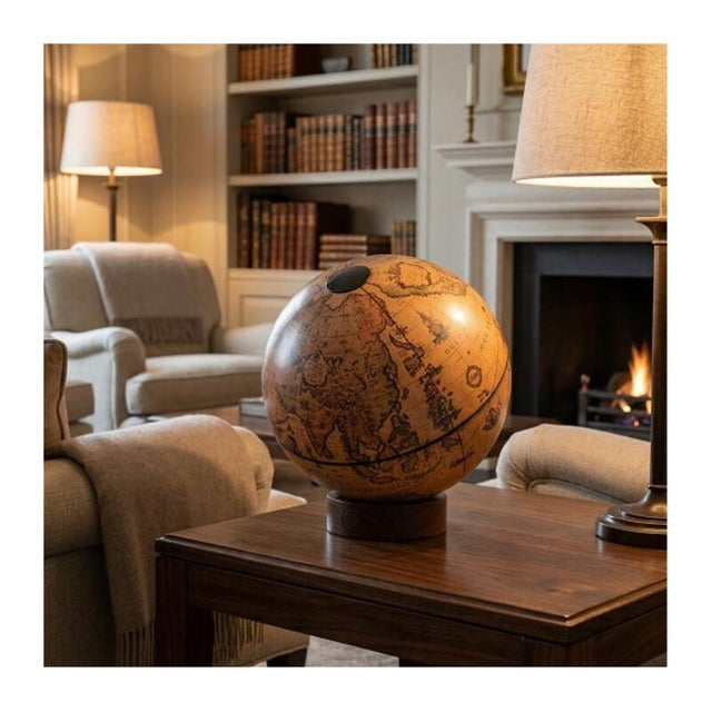 A globe that exudes elegance in its details. The handcrafted Italian beechwood base and the warm-toned sphere create a...