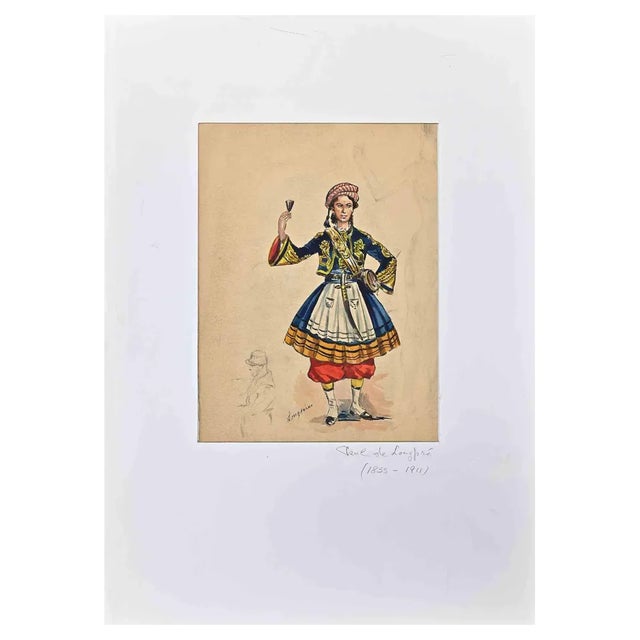 Paul De Longpré, Figure of Woman, Original Drawing, Late 19th-Century For Sale