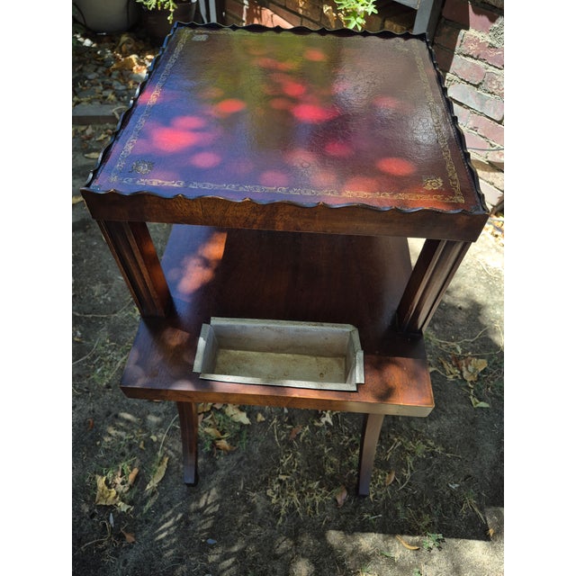 Vintage Mid-Century Regency Mahogany Leather-Top Two-Tier Side Table For Sale - Image 4 of 12