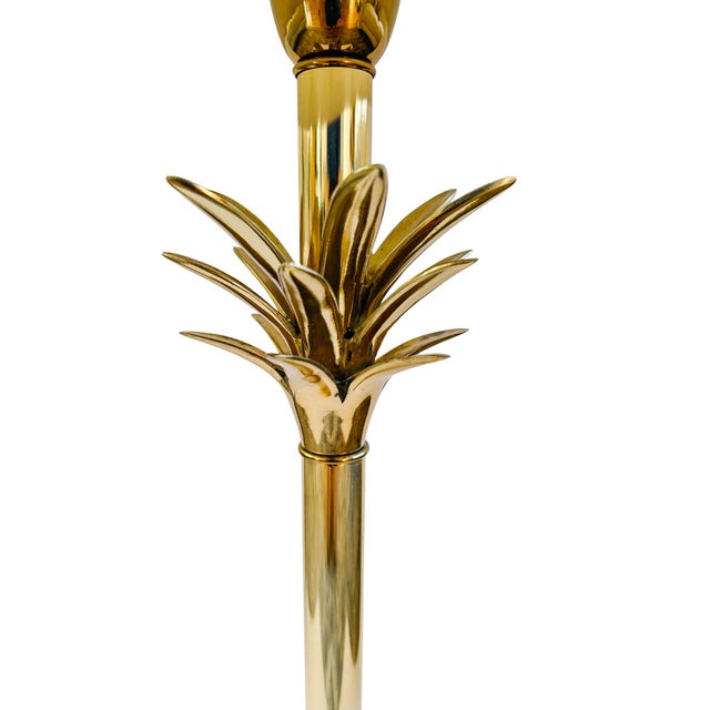 1970s Hollywood Regency Style Brass Palm Tree Table Lamps - A Pair For Sale - Image 12 of 18