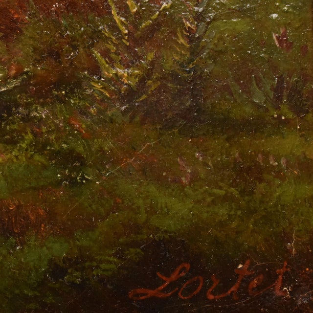 Leberecht Lortet, Mountain Landscape with Washerwomen and River, 1800s, Oil on Canvas For Sale - Image 8 of 10
