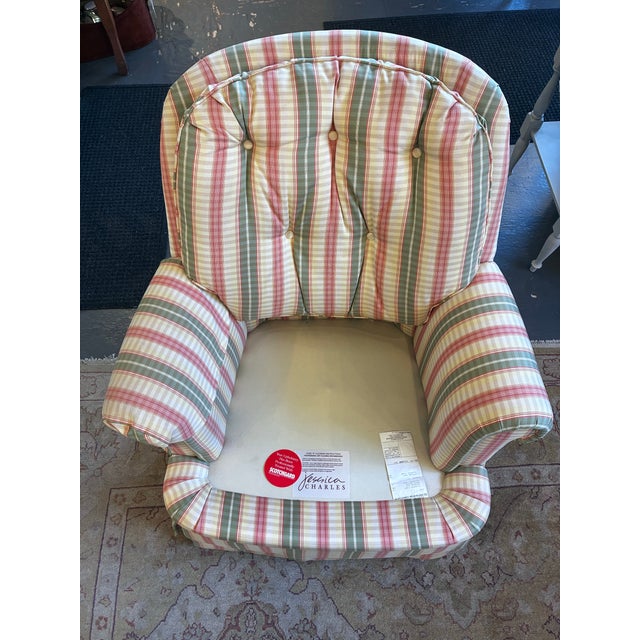 Traditional 1990s Custom Swivel Chair by Jessica Charles For Sale - Image 3 of 7