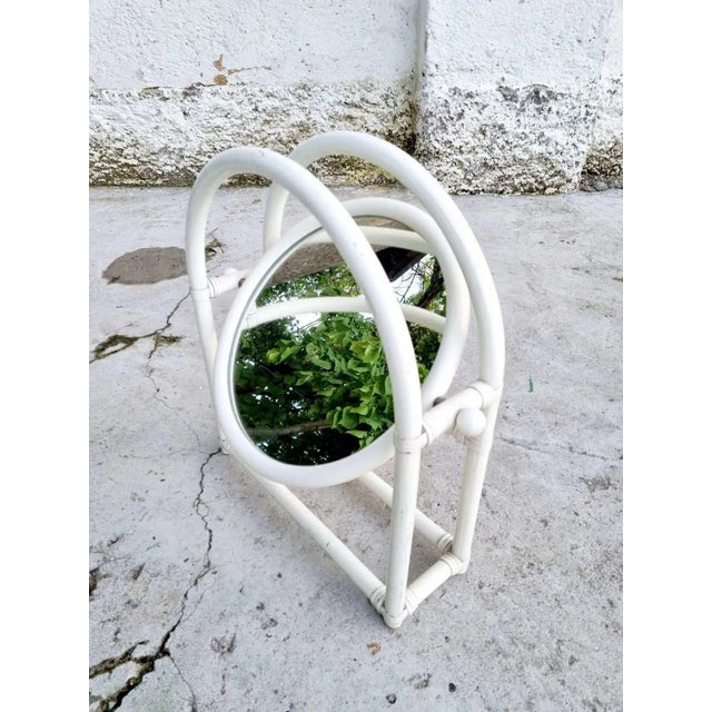 White Mid-Century Vanity or Table Mirror, Italy, 1960s For Sale - Image 8 of 10