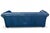 1960s Navy Blue Leather Roll-Arm Sofa With Brass Nailhead Trim and Wooden Bun Feet For Sale - Image 12 of 12