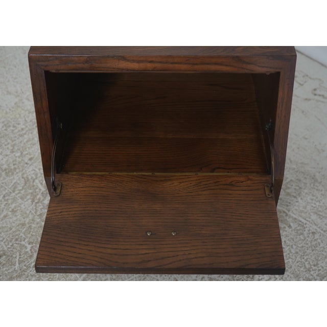 Pair of Henredon Oak Campaign Style Drop Front Nightstands For Sale In Philadelphia - Image 6 of 18
