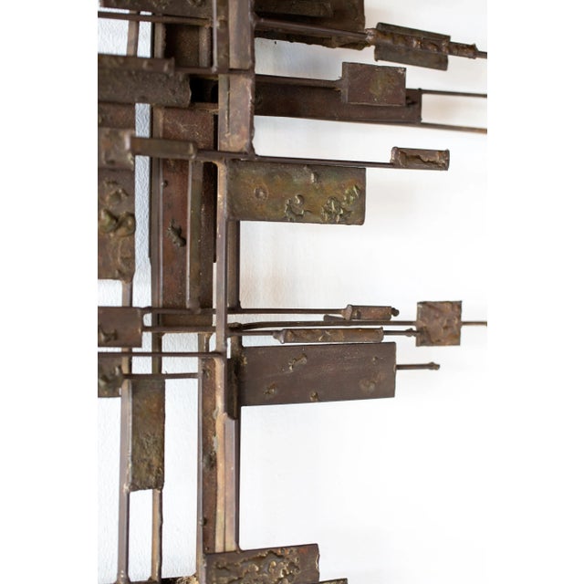 Abstract Jack Boyd Hand Forged Steel and Bronze Textured Wall Sculpture, Late 1960s For Sale - Image 3 of 12