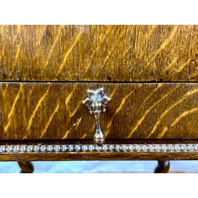 Antique Tiger Oak Cigar Humidor & Smoking Cabinet With Barley Twist Legs For Sale - Image 9 of 12