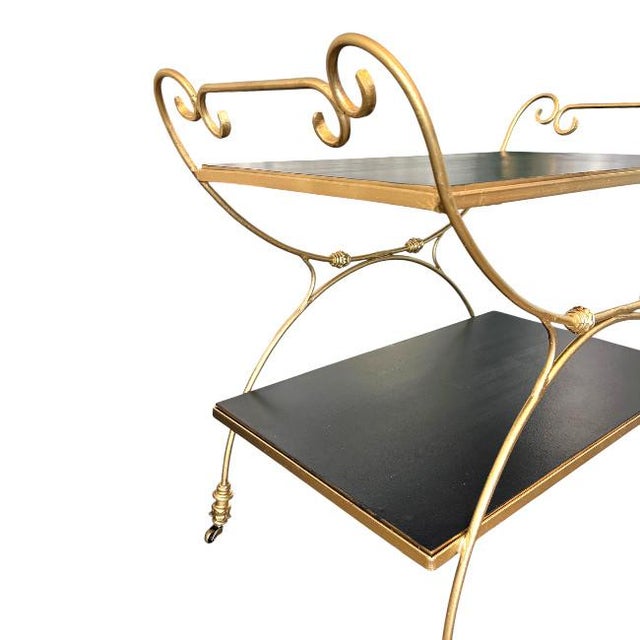 Paint Vintage Hollywood Regency Two-Tier Bar Cart For Sale - Image 7 of 8
