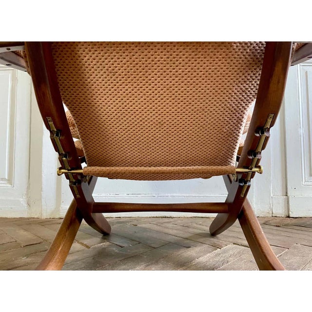Brown Vintage Wood and Velvet Folding Armchair, 1970s For Sale - Image 8 of 18