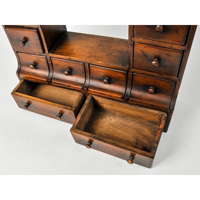 Antique Wall Hanging Apothecary Cabinet With 16 Small Drawers For Sale - Image 10 of 16