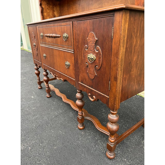 Early 1900's American Two-Piece Bookshelf Hutch Unit For Sale - Image 4 of 12