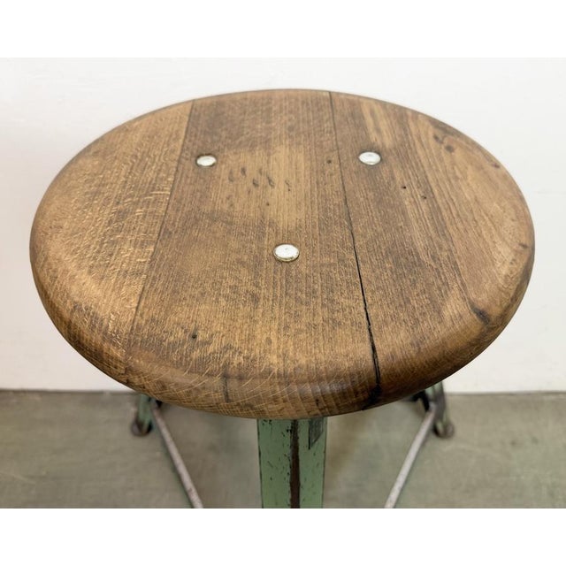 Industrial Green Workshop Stool, 1960s For Sale - Image 4 of 17