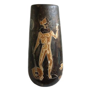 1960s Painted Ceramic Vase Depicting Objects from a Fête For Sale