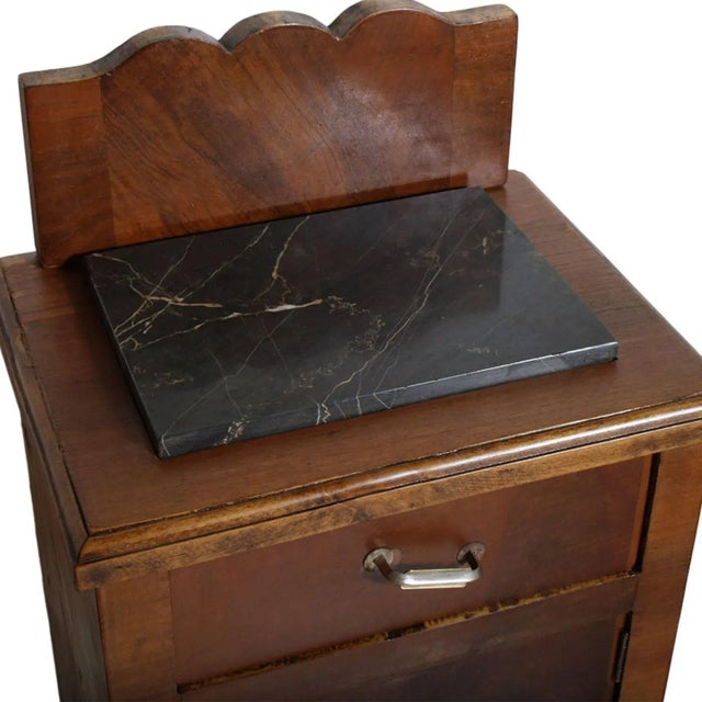 Antique Art Nouveau Italian Solid Walnut Nightstand For Sale - Image 5 of 6