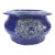 Asian Signed Cobalt Blue Ceramic Bowl Pot Planter Lion Heads For Sale