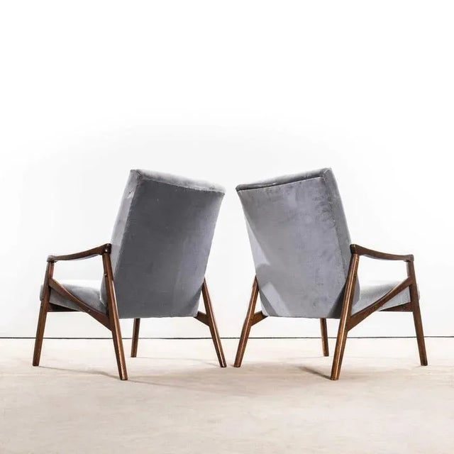 Armchair in Grey Cotton Velvet by Jaroslav Smidek, 1950s For Sale - Image 6 of 9