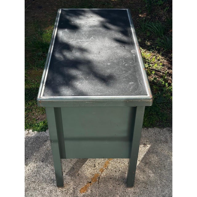 Aqua Vintage Industrial Desk in Green Metal, 1950s For Sale - Image 8 of 18