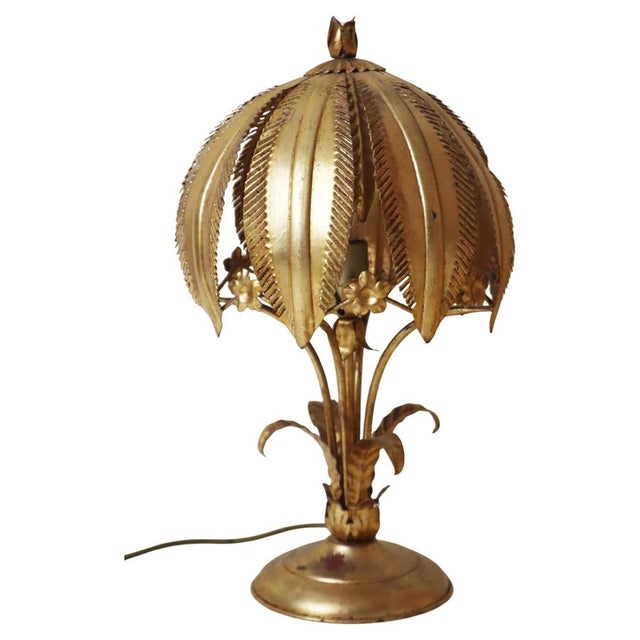 Hollywood Regency Gilt Palm Tree Table Lamp by Hans Kögl, 1970s For Sale - Image 11 of 11