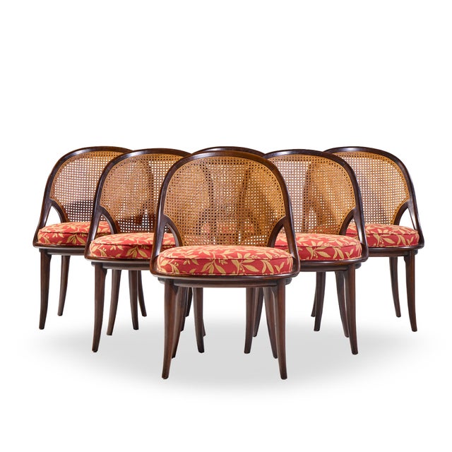 Widdicomb Mid Century Camel Back Cane and Mahogany Dining Chairs - Set of 6 Each chair measures: 23.75 wide x 24 deep x 34...