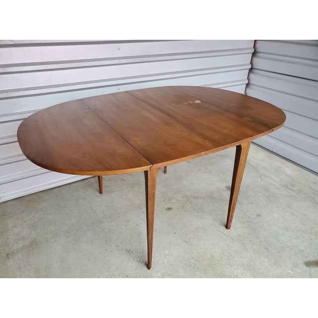 Vintage Mid Century Modern Broyhill Brasilia Drop Leaf Dining Table | Sculpted Walnut Expandable Table | Iconic MCM Furniture For Sale In Baltimore - Image 6 of 10