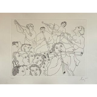 Enrico Baj, Italian Surrealist Aquatint Etching Enrico Baj Pop Art Nude Mod Cherubs Angels, c.1980's For Sale