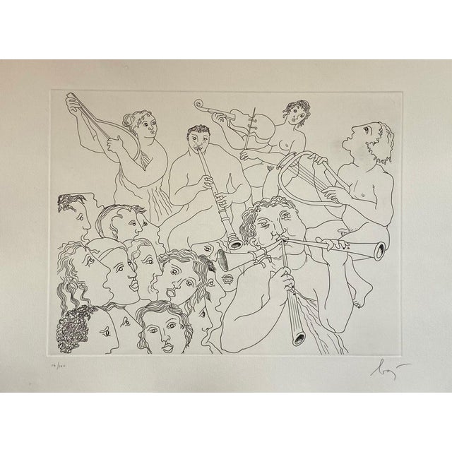 Enrico Baj, Italian Surrealist Aquatint Etching Enrico Baj Pop Art Nude Mod Cherubs Angels, c.1980's For Sale