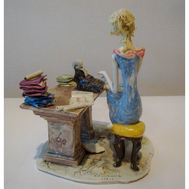 Lo Scricciolo Italian Ceramic Figurine Sculpture "Office Secretary" Chairish