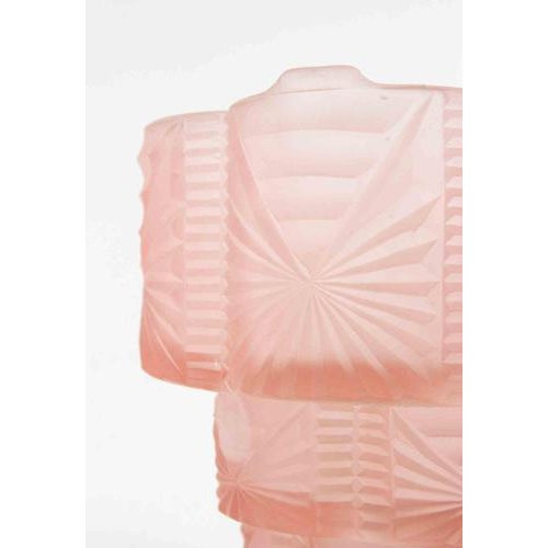 Art Deco French Pink Glass Vase, 1930s For Sale - Image 3 of 5