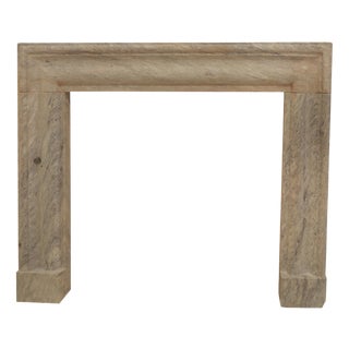 20th Century Minimalist Limestone Fireplace Surround in Honed Finish For Sale