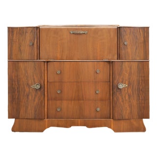 Walnut Liquor Cabinet Credenza by Glendale of London, 1950s For Sale