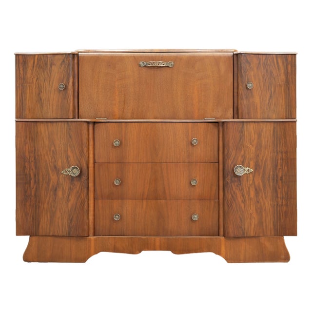 Walnut Liquor Cabinet Credenza by Glendale of London, 1950s For Sale