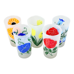 Vintage 1950’s Boscul Frosted Floral Glasses- Set of 5