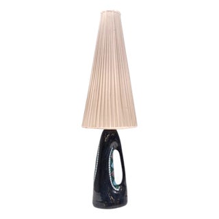 1958 Tilgmans Keramik, Large Table Lamp, Dark Blue Ceramic For Sale