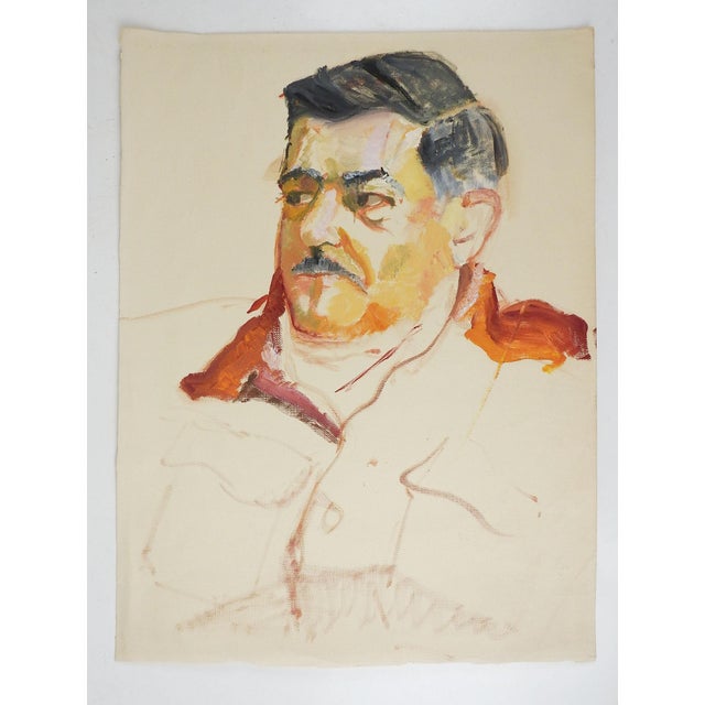 Mid 20th century impressionist oil on canvas textured paper portrait study painting of a distinguished gentleman....