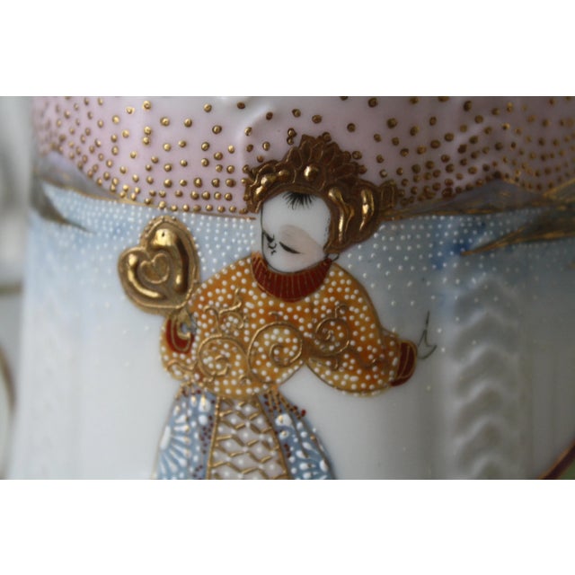 Ceramic Japanese Moriage Painted Pitcher For Sale - Image 7 of 11