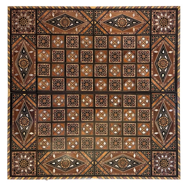 Art Deco 1990s Marquetry Backgammon and Folding Chess Board For Sale - Image 3 of 7