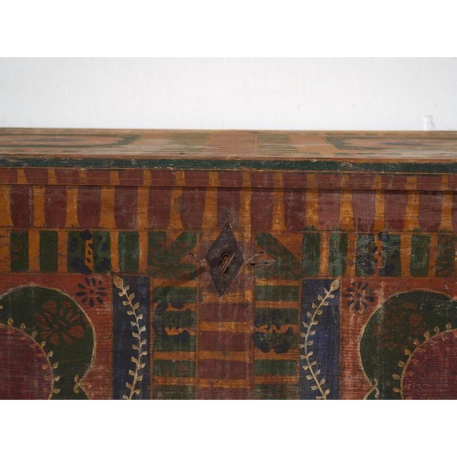 Large Antique Hand Painted Trunk, 1900s For Sale - Image 16 of 18