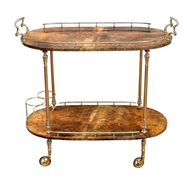 Mid 20th Century Italian Two-Tiered Drinks Cart by Aldo Tura For Sale - Image 5 of 11