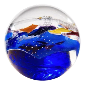 Glasshouse Studio Paperweight Abstract Ocean Controlled Bubbles 4" Signed Sterno