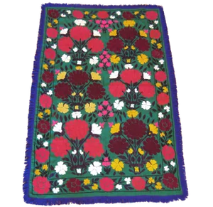 Dark Green Vintage Suzani Embroidery