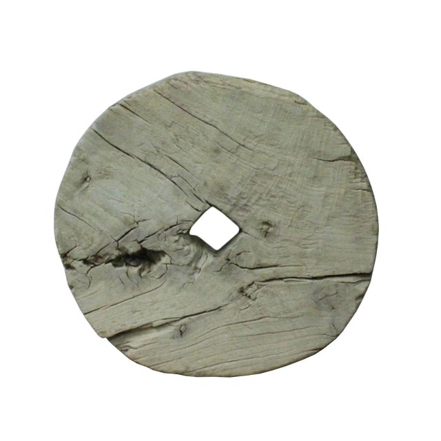 Rustic Raw Wood Round Thick Plank Display Board For Sale In San Francisco - Image 6 of 6