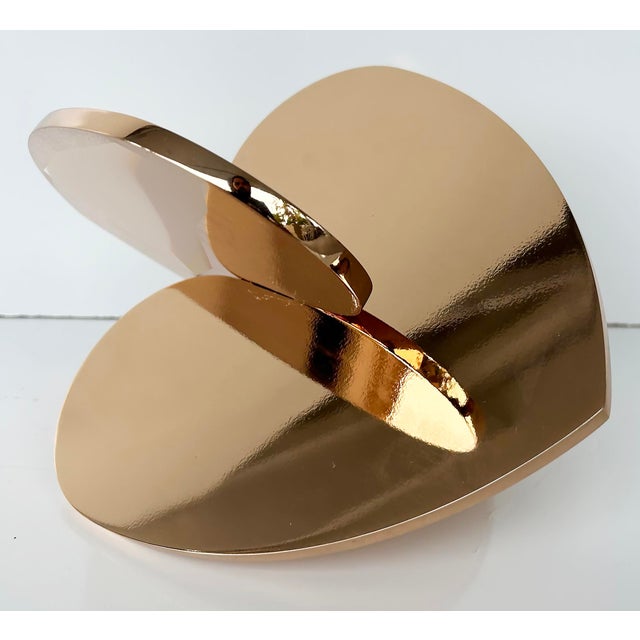 2020s Solid Brass 3/8" Thick Interlocking Hearts Sculpture by Michael Gitter, Ed. 1/1 For Sale - Image 5 of 6