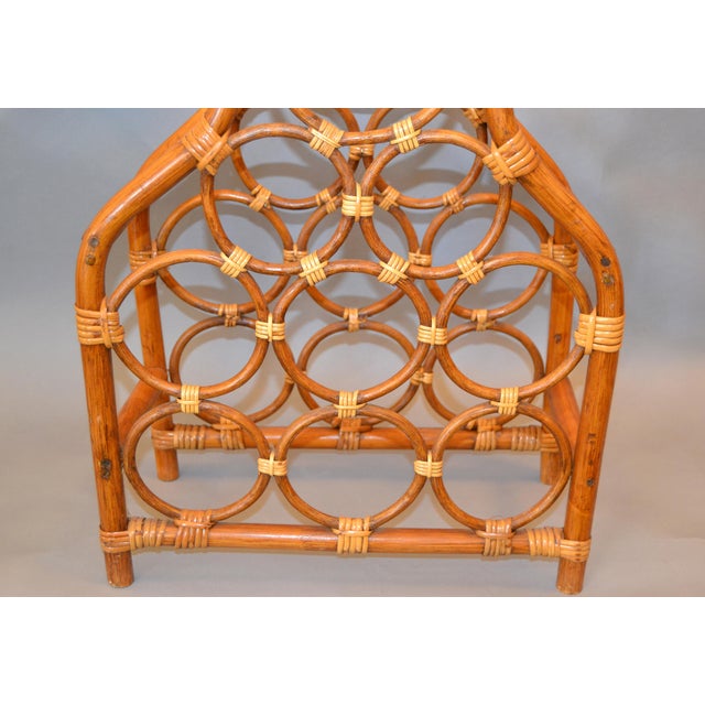 Wood Boho Chic Bamboo and Rattan Nine Bottle Wine Rack, Wine Storage, Wine Basket For Sale - Image 7 of 11