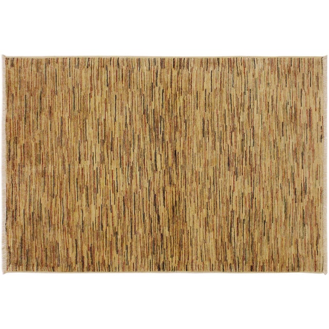 Shabby Chic Gabbeh Beige/Rust Wool Rug - 3'10'' X 5'9'' For Sale - Image 9 of 10