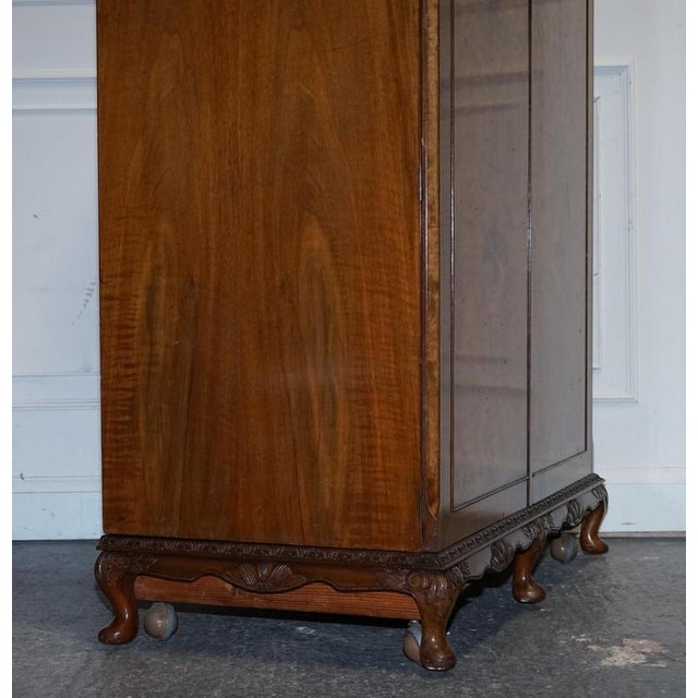 English Victorian Queen Anne Art Deco Burr Walnut 2-Door Wardrobe For Sale - Image 16 of 18