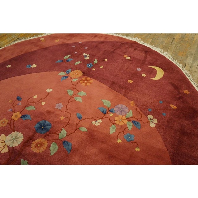 Red Fabuluos Red Background Color With Delicate Floral Design Antique Chinese Art Deco Rug For Sale - Image 8 of 9