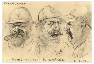 G. Cervelli, World War One French Satirical Caricature, 1910s, Charcoal Drawing