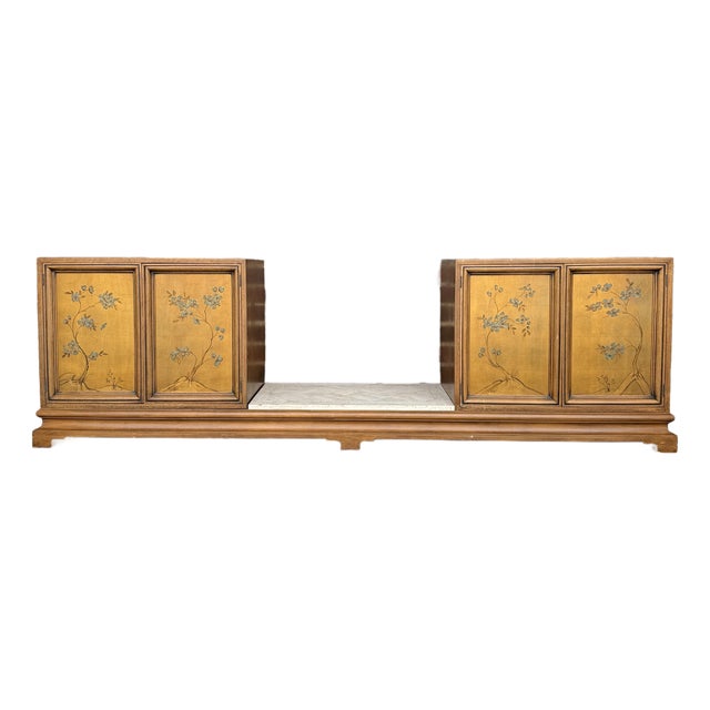 In the Style Roenzo Rutili Possibly Henredon 3 Part Credenza Storage Display Cabinet For Sale